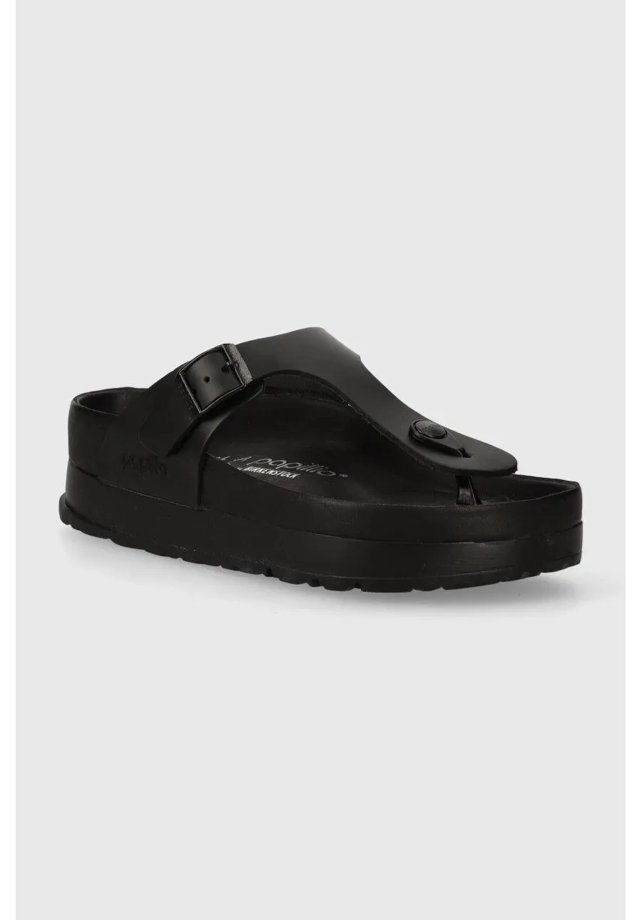 obrazek 1 Birkenstock japonki skórzane Gizeh Flex Platform damskie kolor czarny na platformie 1026874
