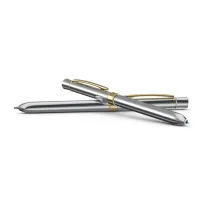 Picture Brass ballpoint pen with replaceable refills and gold elements