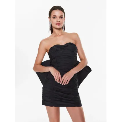 Zdjęcie ROTATE Sukienka koktajlowa Taft Pleated RT2494 Czarny Slim Fit