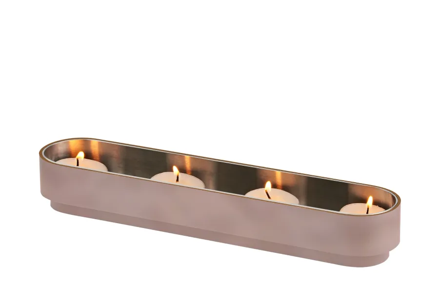 obrazek 1 Stylowy uchwyt na świeczki ze skóry w kolorze pudrowego różu
