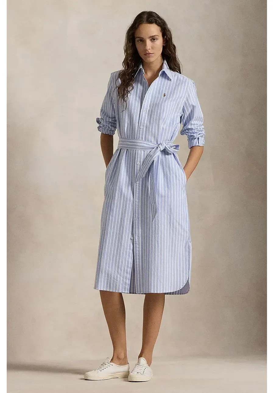 obrazek 1 Polo Ralph Lauren sukienka bawełniana kolor niebieski midi prosta 211959901