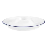 Picture White porcelain egg plate with blue rim - Seltmann Weiden