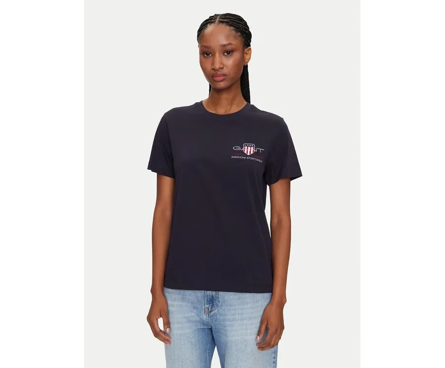 obrazek 1 Gant T-Shirt Bisiklet Yaka 4200277 Granatowy Regular Fit