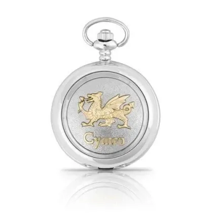 Zdjęcie Dwukolorowy mechaniczny zegarek kieszonkowy Cymru – prezent dla niego