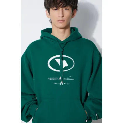 Zdjęcie Ader Error bluza bawełniana Etik Logo Hoodie męska kolor zielony z kapturem z nadrukiem BMADFWHD0101