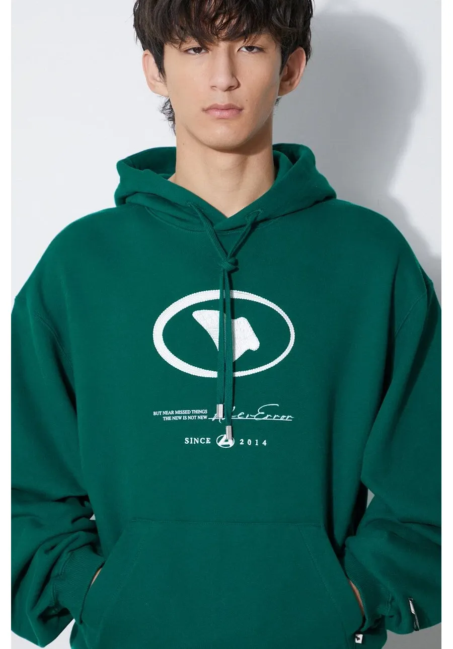 obrazek 1 Ader Error bluza bawełniana Etik Logo Hoodie męska kolor zielony z kapturem z nadrukiem BMADFWHD0101
