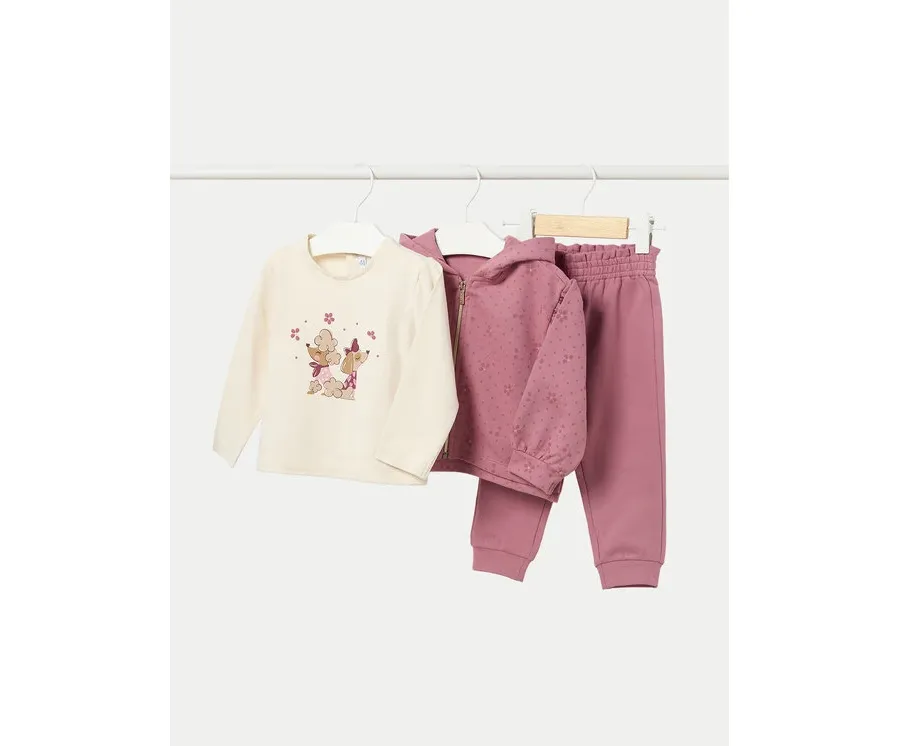 obrazek 1 Mayoral Komplet bluza, bluzka i spodnie 2825 Różowy Regular Fit