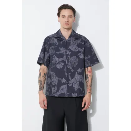 Zdjęcie Neil Barrett koszula bawełniana Boxy Bold Flowers Print Short Sleeve Shirt męska kolor szary regular MY60214A-Y059-763N