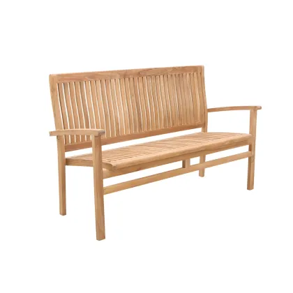 Zdjęcie Klasyczna ławka Onda – Savana wykonana z drewna tekowego do ogrodu