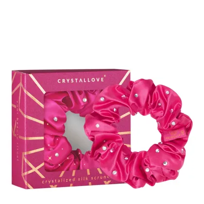 Zdjęcie Crystallove Gumka do włosów z Jedwabiu z Kryształkami Hot Pink