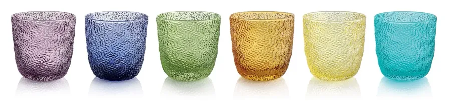 obrazek 1 Piękny stylowy komplet 6 różnokolorowych szklanek Tricot do wody – IVV