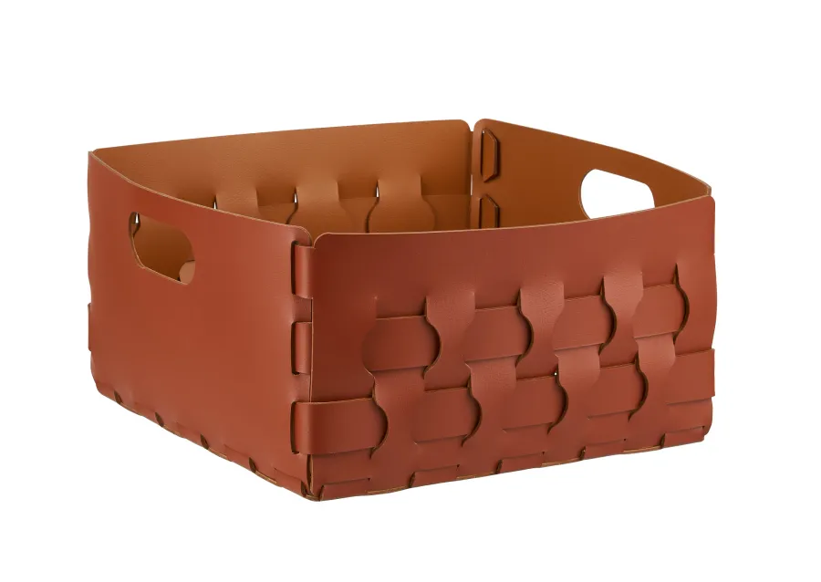 obrazek 1 Nowoczesny bordowy kosz Dubai 35x35xH20 cm z plecionymi ściankami