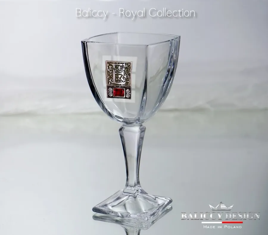 obrazek 2 Kieliszek kryształowy do wina z kryształem rubinowym - Bohemia Royal Collection