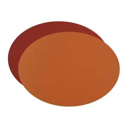 Zdjęcie Owalna skórzana podkładka stołowa 47,5x35 cm w kolorze koniakowym i bordowym