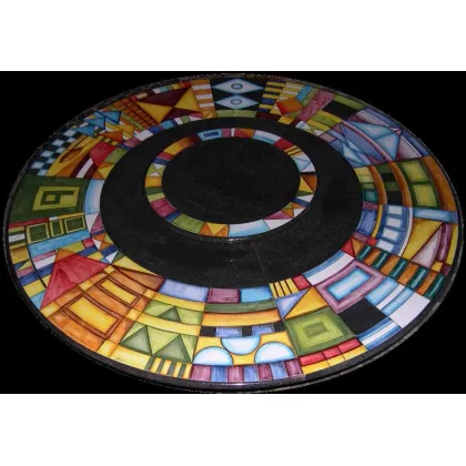 Zdjęcie Blat ogrodowy z lawy z obrotowym środkiem zdobiony oryginalnym geometrycznym motywem - Ceramiche Valchida