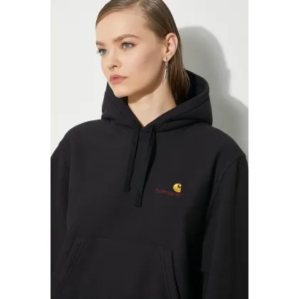 Zdjęcie Carhartt WIP bluza HD American Script Sweat damska kolor czarny z kapturem z aplikacją I033650.89XX
