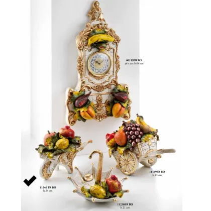 Picture Large wheelbarrow with fruit - ceramic decoration - Valle d'oro Patchi