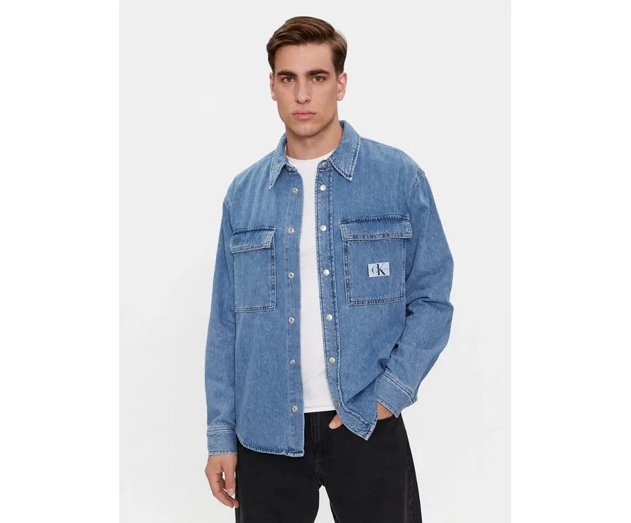 obrazek 1 Calvin Klein Jeans Koszula jeansowa Relaxed Linear Denim Shirt J30J324582 Granatowy Regular Fit