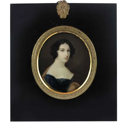 Picture Reichel Portrait of a Woman 1812 painted in watercolor on an oval ivory board
