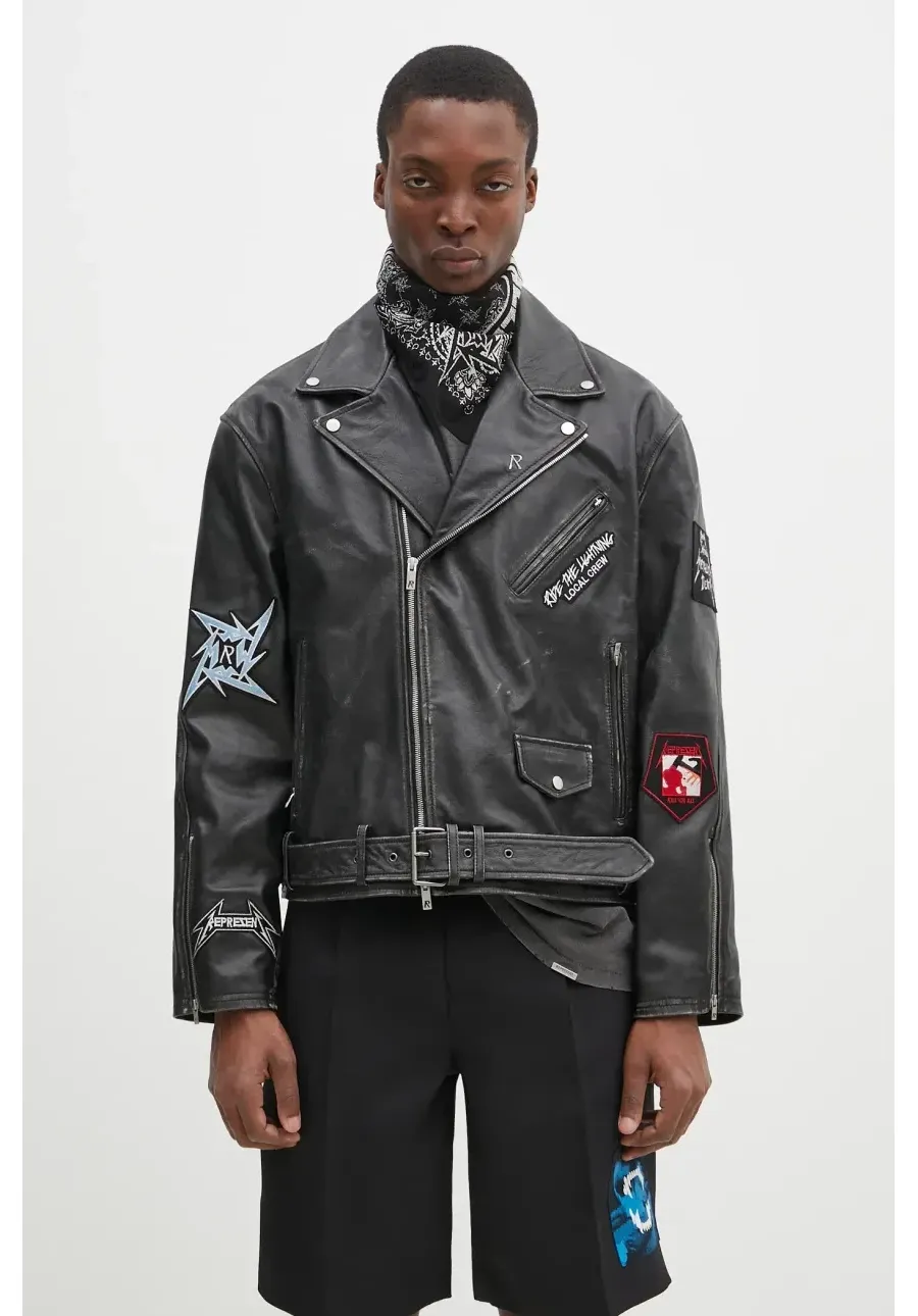 obrazek 1 Represent ramoneska skórzana Metallica Leather Jacket męska kolor czarny przejściowa MLM173.001