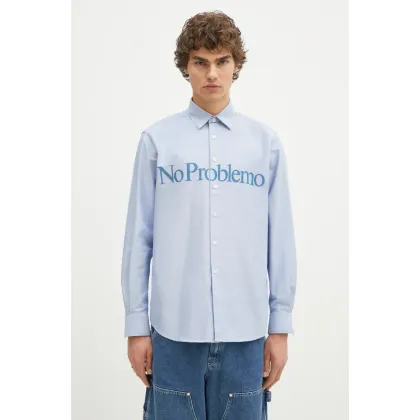 Zdjęcie No Problemo koszula bawełniana Oxford Longsleeve Shirt męska kolor niebieski regular z kołnierzykiem klasycznym NP40101.02