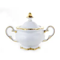 Picture White sugar bowl with gold decorations