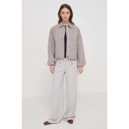 Zdjęcie Barbour kurtka Check damska kolor różowy przejściowa oversize LSP0159