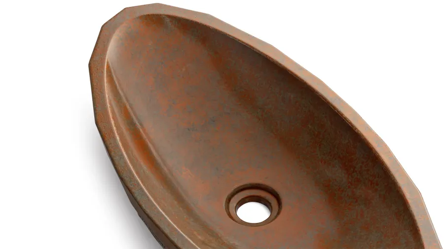 obrazek 3 Prestiżowa umywalka 60 cm DIAMOND BASIC – SMOKED METAL, zielony i miedziany, lakier półmatowy