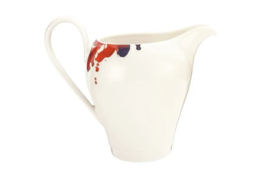obrazek 2 Porcelanowy kremowy dzbanuszek do śmietanki zdobiony motywem kwiatu geranium z Niemiec – Tettau