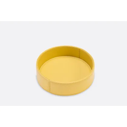 Picture Exclusive small leather container for small items in cedar yellow color - for the office