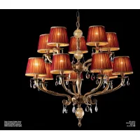 Picture Twelve-light chandelier in cast brass with Murano glass decorations and hanging crystals - Il Paralume Marina