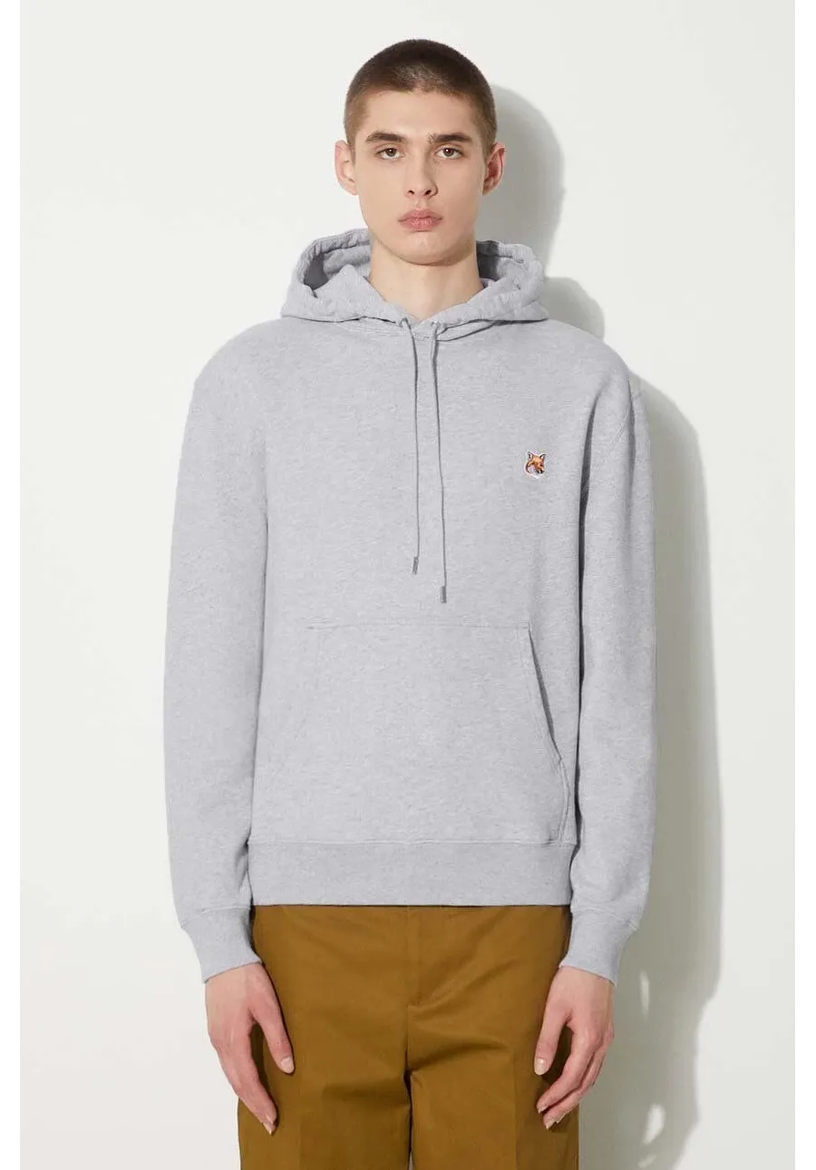 obrazek 1 Maison Kitsuné bluza bawełniana Fox Head Patch Regular Hoodie męska kolor niebieski z kapturem melanżowa LM00702KM0001