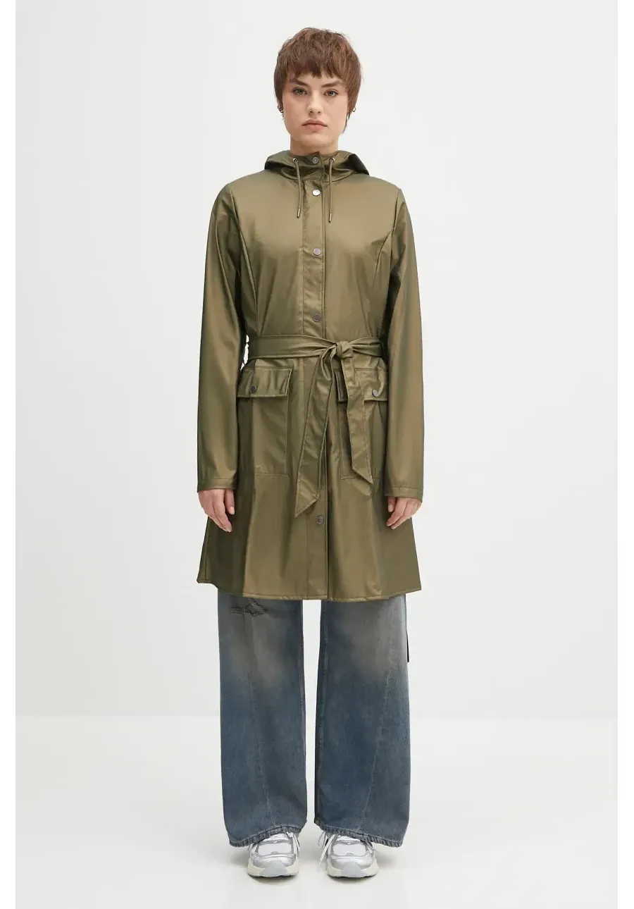 obrazek 1 Rains kurtka Curve Long Jacket W3 kolor zielony przejściowa 18130.105