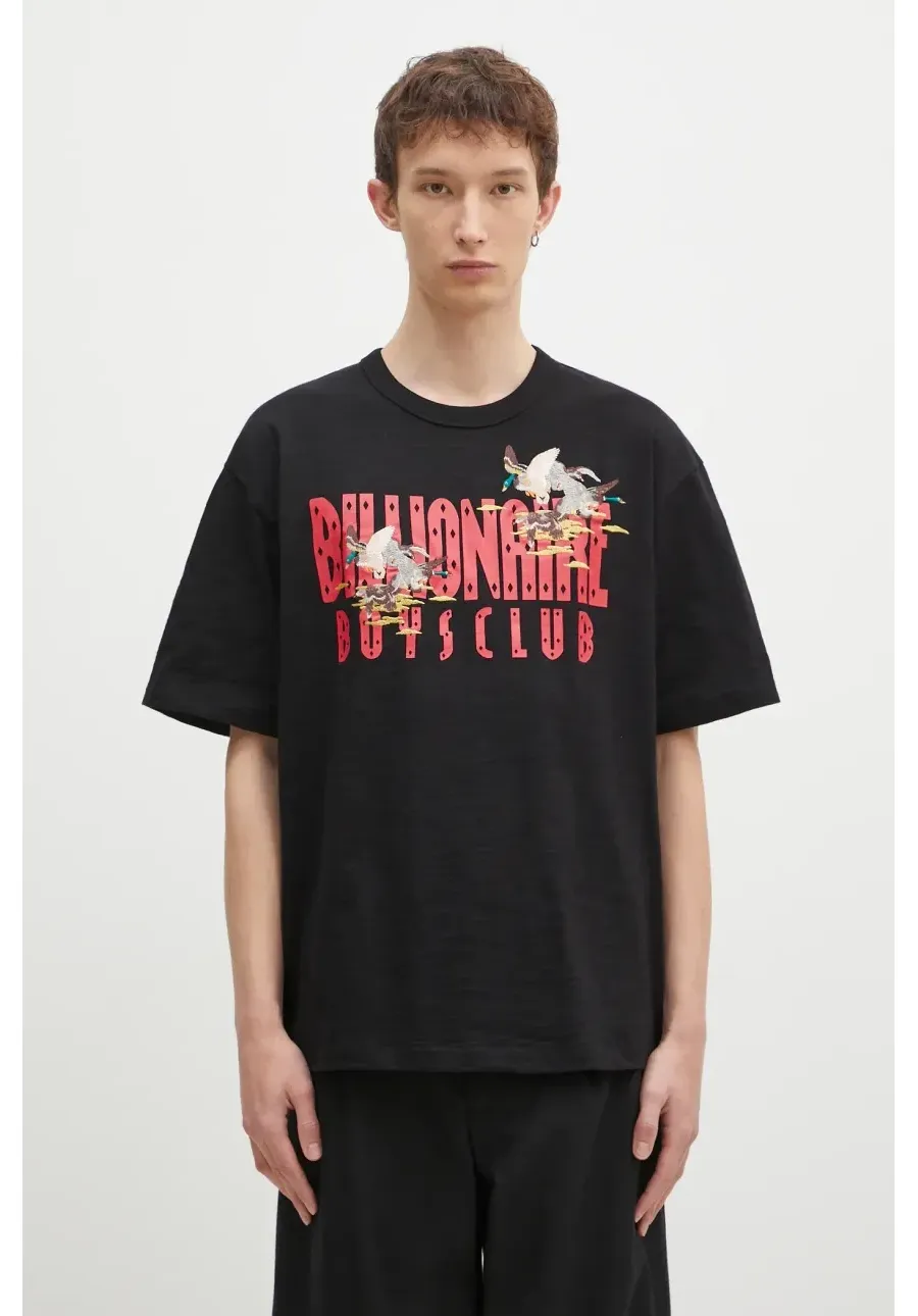 obrazek 1 Billionaire Boys Club t-shirt bawełniany Duck Embroidered męski kolor czarny z nadrukiem B24464