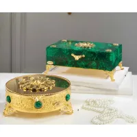 Picture An Italian box made of malachite and gilded bronze, perfect as a gift