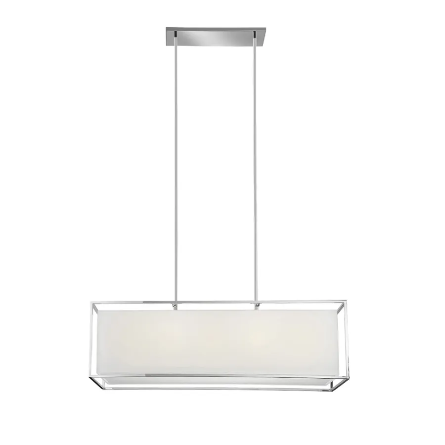 obrazek 2 Piękna prostokątna lampa wisząca z chromowanego mosiądzu H.200xL.120xP.40 cm