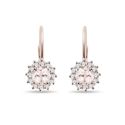 Zdjęcie Morganitove kolczyki z różowego złota z brylantami KLENOTA