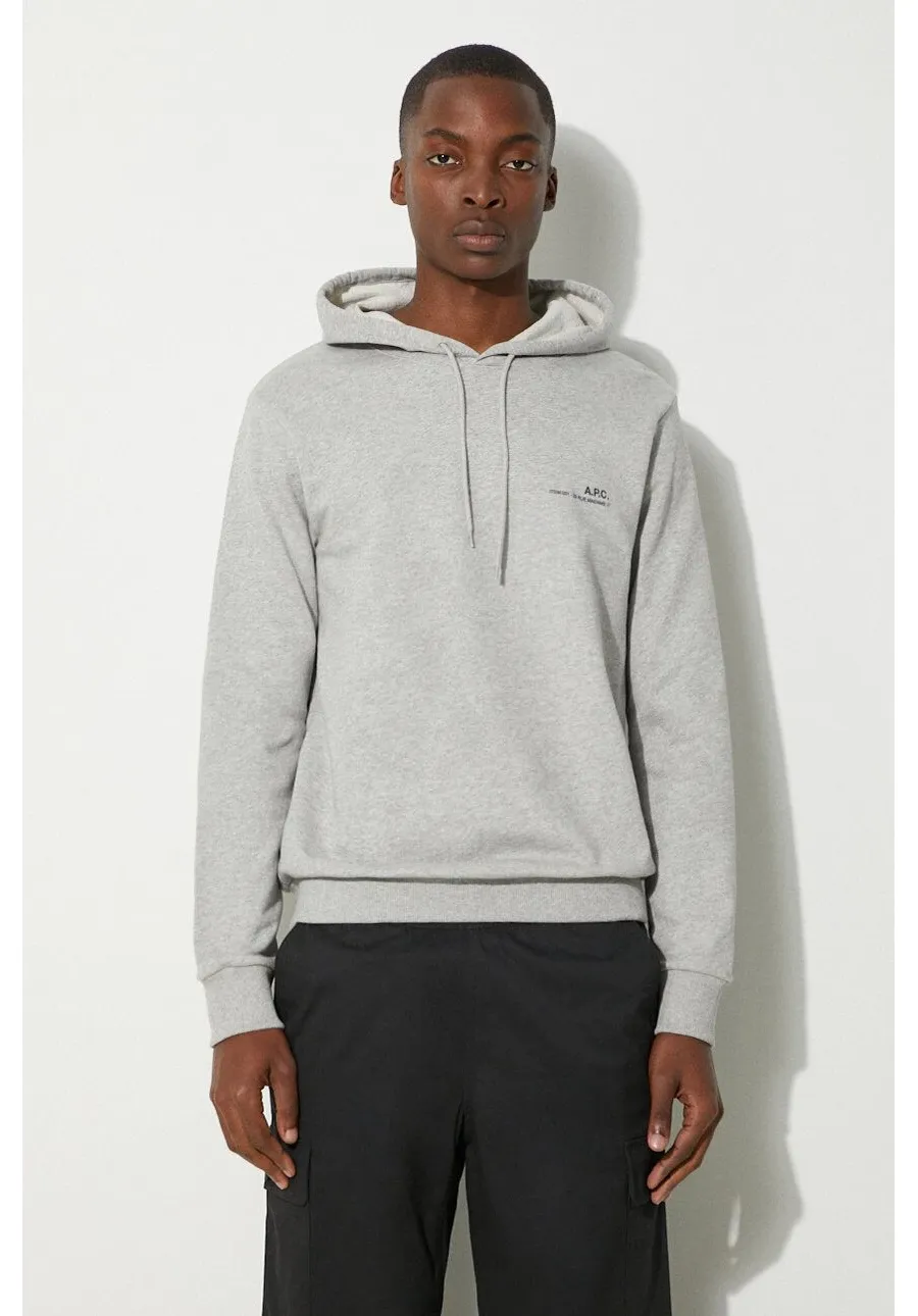 obrazek 1 A.P.C. bluza bawełniana Hoodie Item męska kolor szary z kapturem gładka COEAS.H27672-DARKNAVY