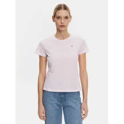 Zdjęcie Tommy Hilfiger T-Shirt Slub WW0WW44433 Różowy Slim Fit