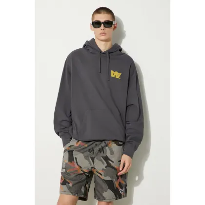 Zdjęcie Wood Wood bluza bawełniana Sweatshirt GOTS męska kolor szary z kapturem z nadrukiem 10305618.2424