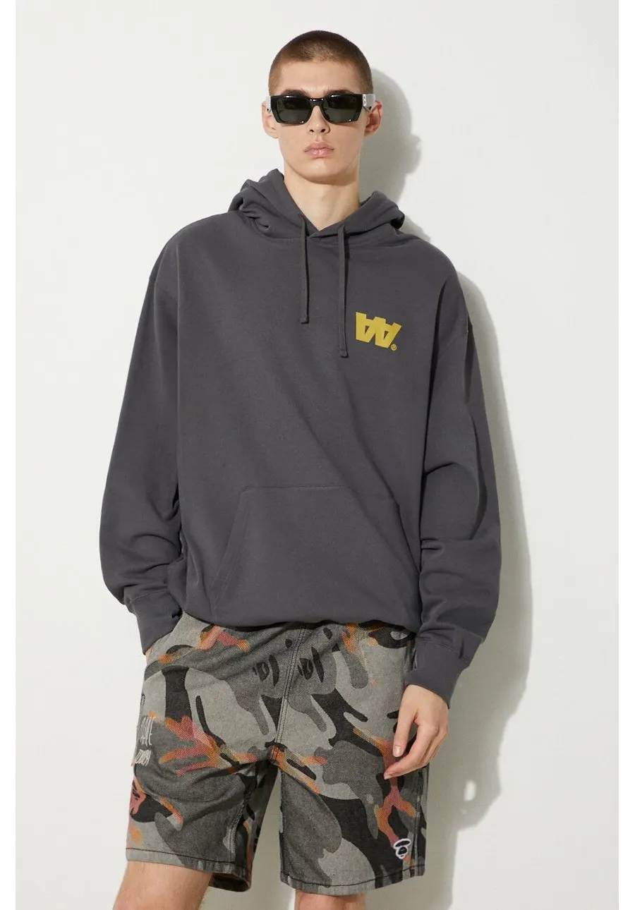 obrazek 1 Wood Wood bluza bawełniana Sweatshirt GOTS męska kolor szary z kapturem z nadrukiem 10305618.2424