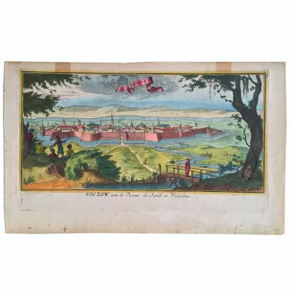 Zdjęcie Widok Soczowa, stara rycina holenderska z 1600 r.