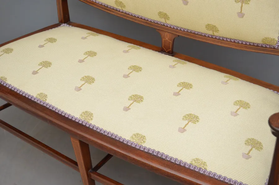 obrazek 2 Stylowa mahoniowa sofa w stylu secesyjnym z łukowatym oparciem - antyk