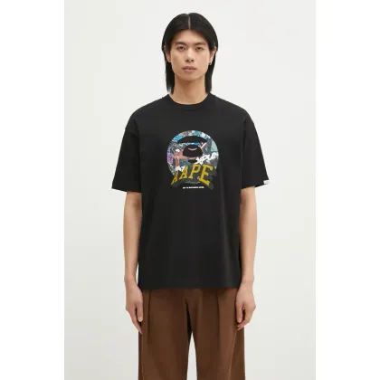 Zdjęcie AAPE t-shirt bawełniany Theme Main męski kolor czarny z nadrukiem AAPTEM1551XXN