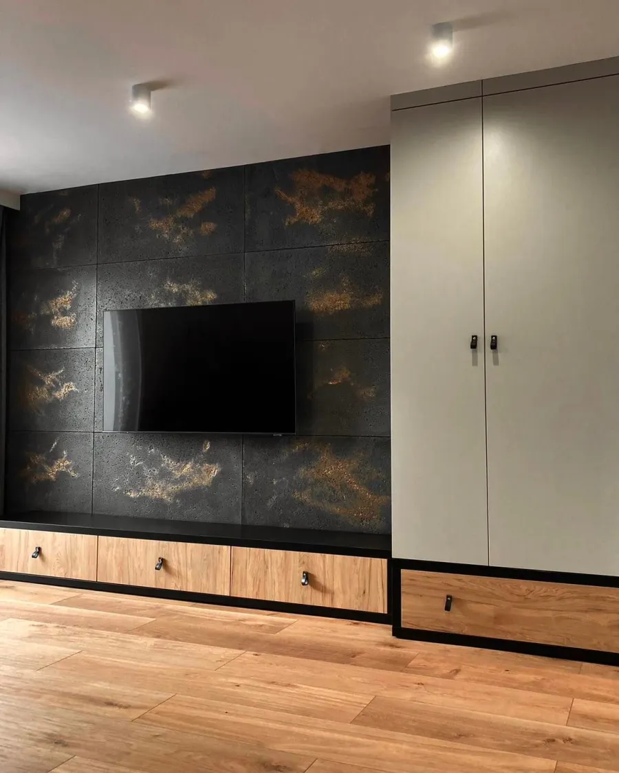 obrazek 1 100x50 cm DS - (grafitowy, złote kruszywo) - płyta beton architektoniczny ultralekka