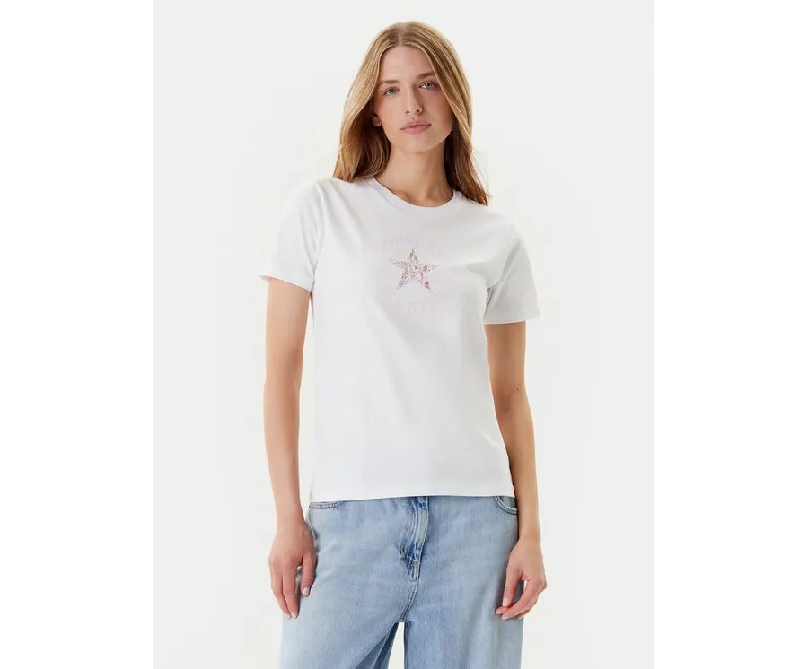 obrazek 1 Converse T-Shirt Floral Chuck Taylor 10027751-A01 Biały Regular Fit
