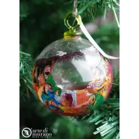Picture Decorative Christmas tree bauble painted by hand - Murano glass