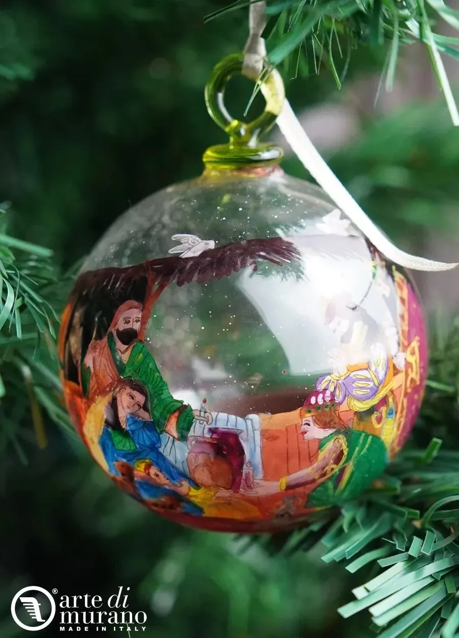 picture 1 Decorative Christmas tree bauble painted by hand - Murano glass