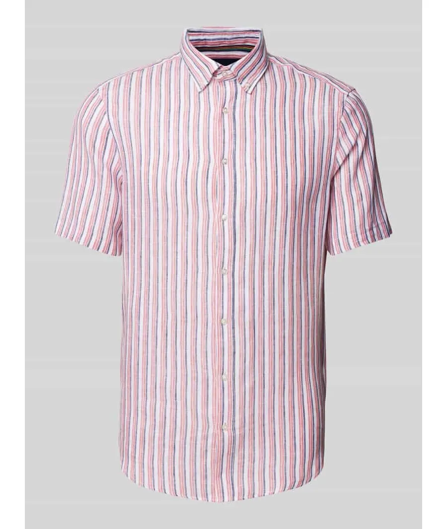 obrazek 1 Koszula casualowa o kroju regular fit z lnu z kołnierzykiem typu button down