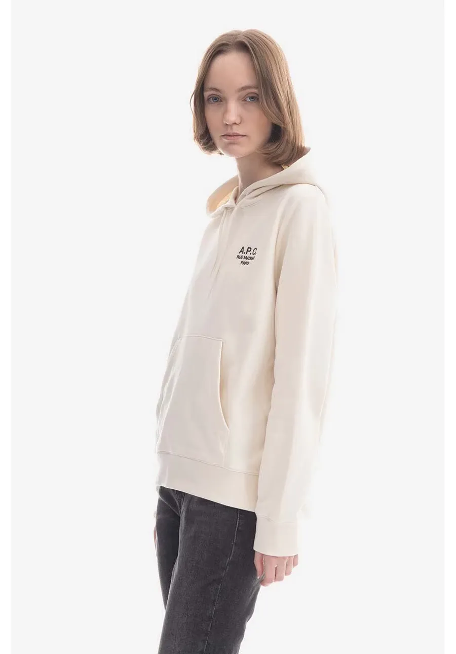 obrazek 1 A.P.C. bluza bawełniana Hoodie Manuela damska kolor biały z kapturem z aplikacją COEZD.F27760-OFFWHITE